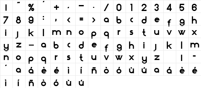 ZARAUTZ Bold  glyph index