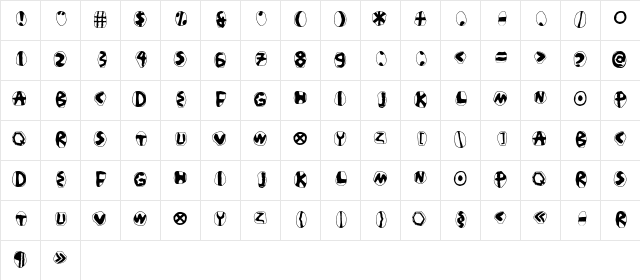 Mas dAsil PositiveC Regular  glyph index
