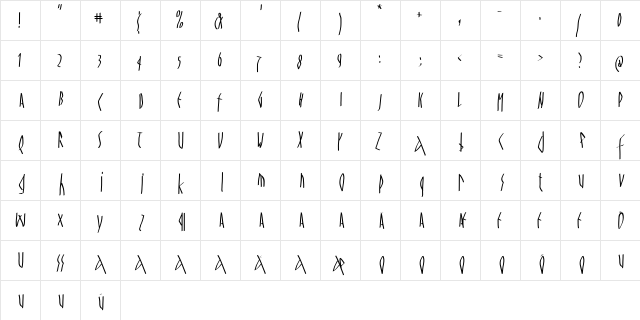 SpontanoCondenso Regular  glyph index