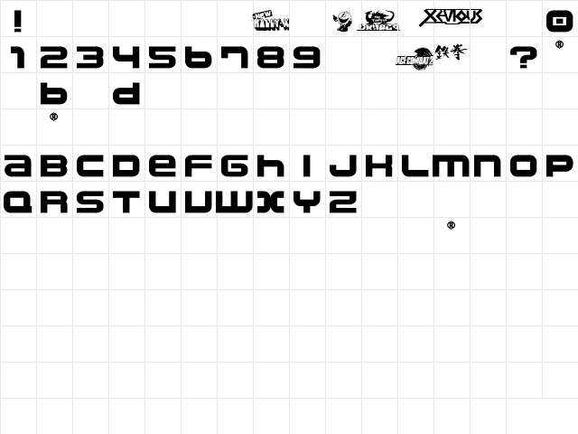namco regular Regular  glyph index