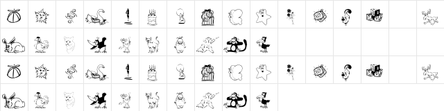 KR Katlings Nine Regular  glyph index
