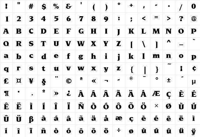 NovareseMdITC Ultra  glyph index