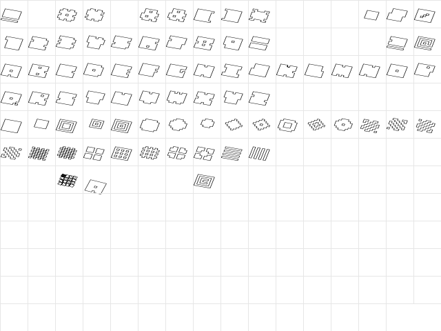 QUBE HOLLOW WIDE ITALIC  glyph index