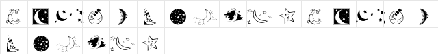 KR Starry Night Regular  glyph index