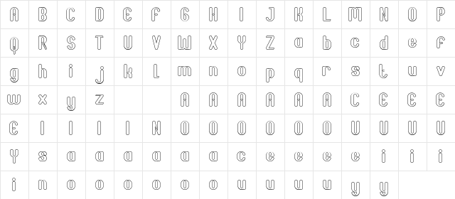 Joscelynn Demo Outline Regular  glyph index