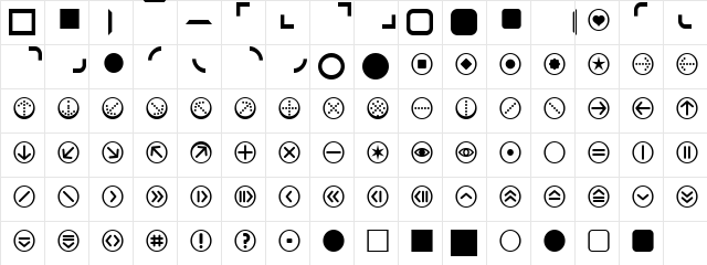 ButtonBonus Regular  glyph index