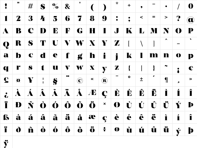 MADE Coachella Black  glyph index