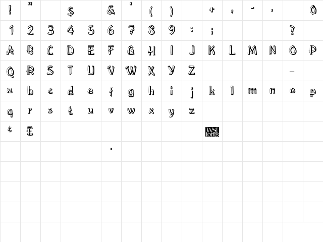 ClampettsDisplay Regular  glyph index