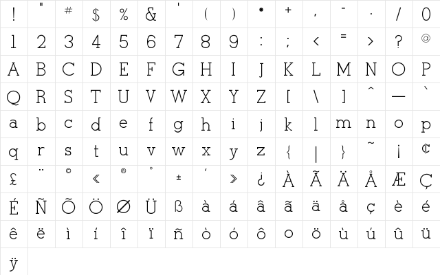 Stymix Regular  glyph index