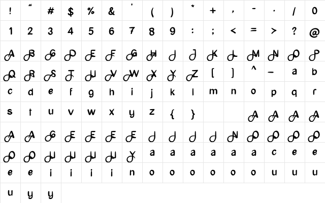 Student Art Regular  glyph index