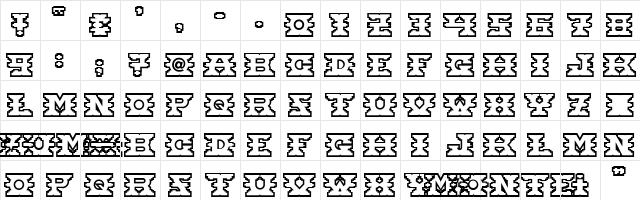 Montezuma Regular  glyph index