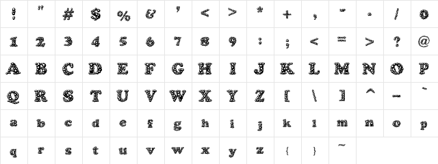 FD Crusted Regular  glyph index