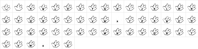 JLR Li'l Leeg Regular  glyph index