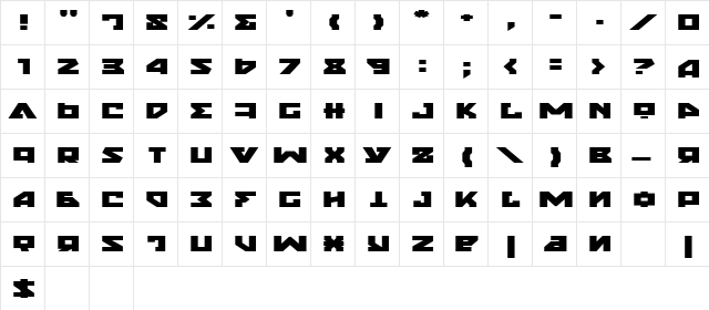 Nyet Expanded Expanded  glyph index
