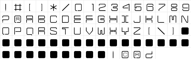 ARIA Normal  glyph index