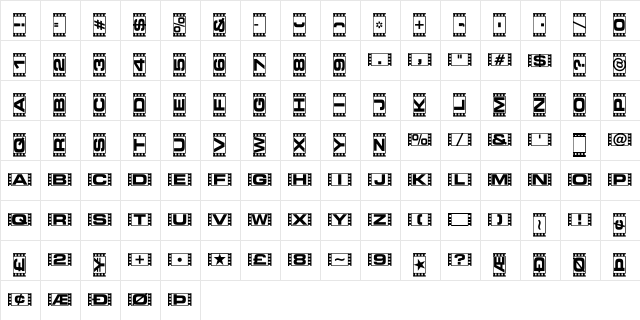 Vedette Blanche  glyph index