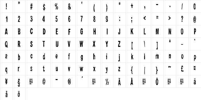 Raparperitaivas Regular  glyph index