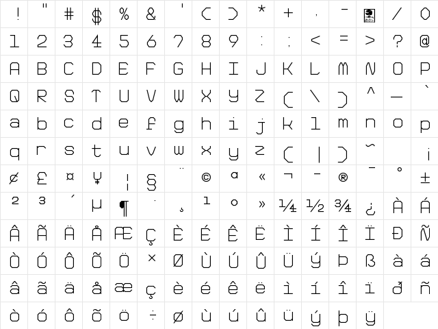 Big Pixel Light Demo Regular  glyph index