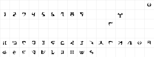 Space Encounter Regular  glyph index