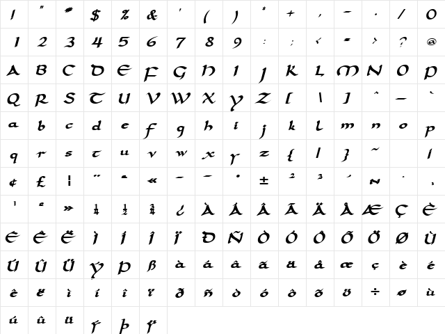 SamovarSSK BoldItalic  glyph index