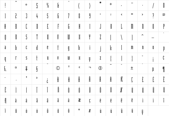 BubbaLove Light  glyph index
