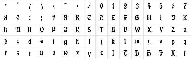 Rudelsberg Th Regular  glyph index