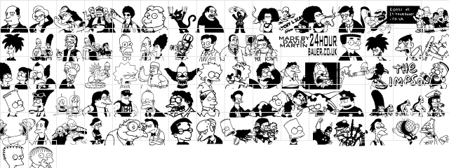 Simpsons Mmmm...Font Regular  glyph index