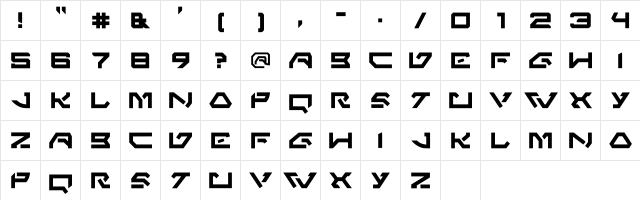 Aurebesh_english Regular  glyph index