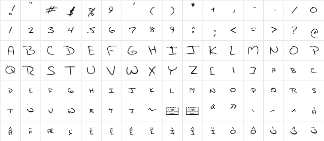 JAMI Regular  glyph index