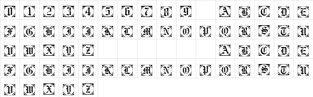 101! Antique Alpha II Regular  glyph index