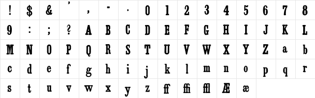 Archive Antiqua Extra Cond Regular  glyph index