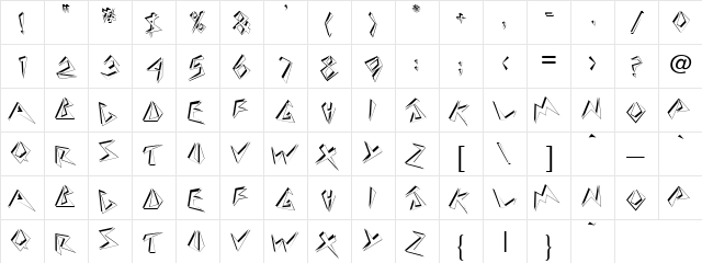 Merchan Regular  glyph index