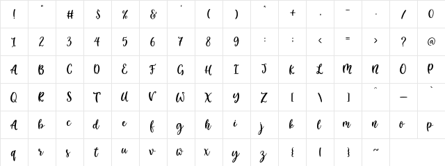Little_Molly_Personal_Use Bold  glyph index