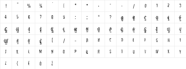 Matejo Regular  glyph index