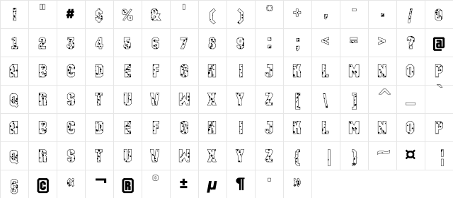 a_MachinaOrtoSpt Regular  glyph index