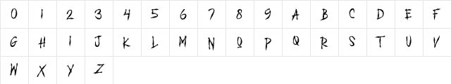 URBAN ASKED Regular  glyph index