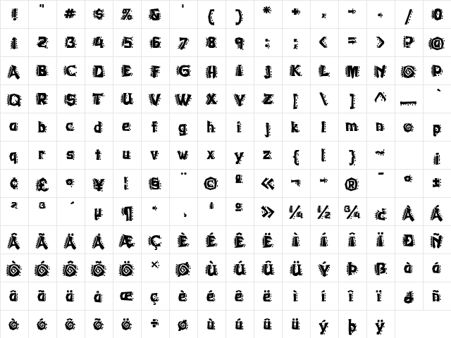 Whassis ICG Frantic Regular  glyph index