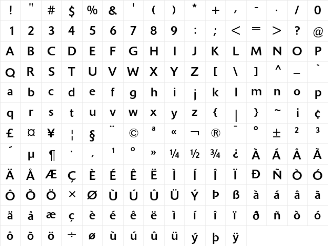 Delta Jaeger Book  glyph index