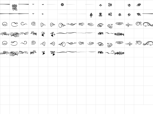 Dalliance Flourishes  glyph index