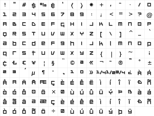 Platinum Beat BTN Raised Regular  glyph index