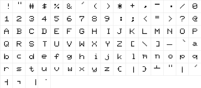 Pixel_Screen_Font-Light Regular  glyph index