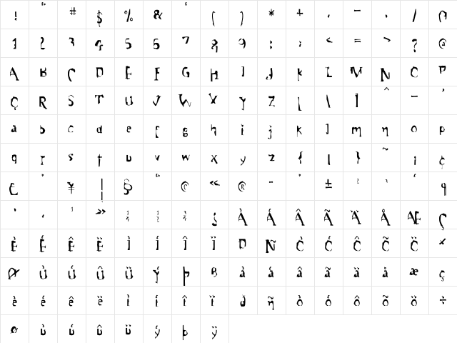 Motive Regular  glyph index