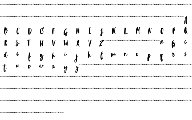 Blacktear Script Regular  glyph index