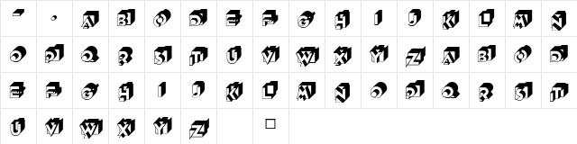 Knockout Initials  glyph index