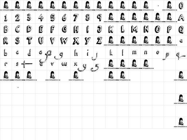 National Cartoon Regular  glyph index