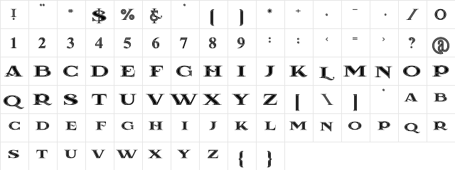 La Coste Inline Inline  glyph index