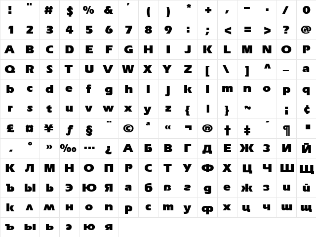 Eri-Black Normal  glyph index