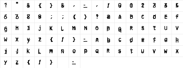 message Regular  glyph index