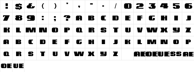 Miele Medium  glyph index