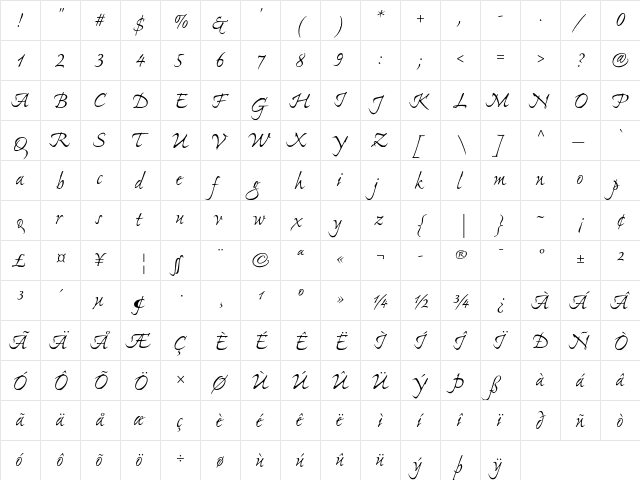 Ex Ponto MM Regular  glyph index